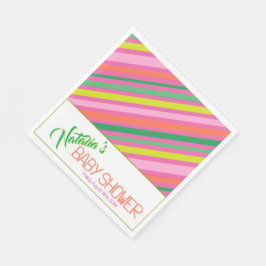 Candy Stripe Pink Colorful Rainbow Baby Shower Serviette