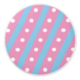 Candy Stripe & Polka Dot Keramik Knock (rosa & bla Keramikknauf
