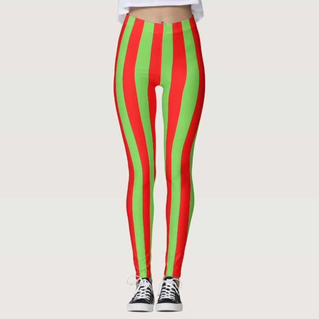 Candy Stripe Red Green Leggings (Vorderseite)