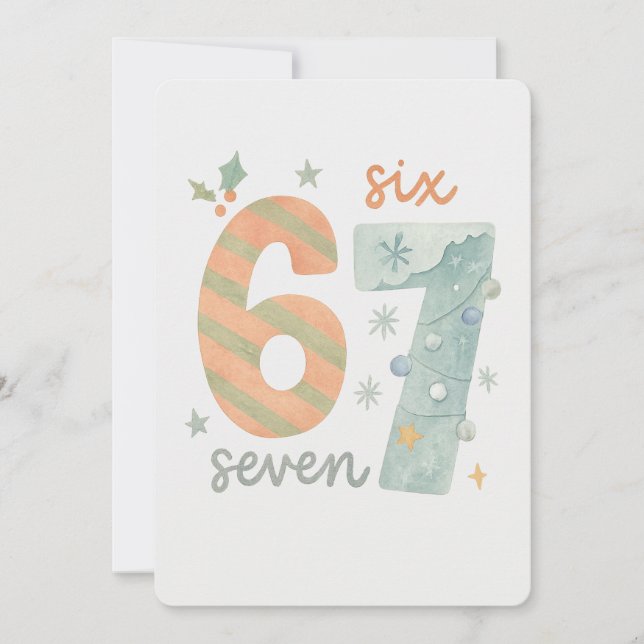 Candy Stripe & Snowflake 67 – Handgefertigte Holid Einladung (Vorderseite)