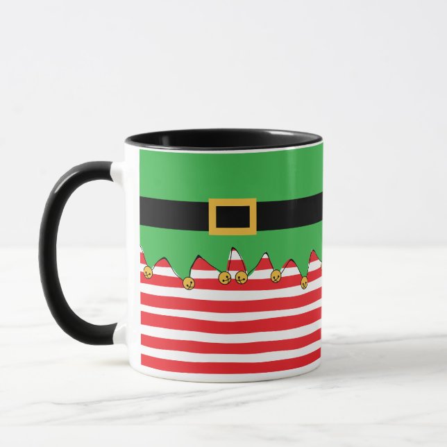 Candy Striped Elf Jingle! Niedlicher Urlaub Tasse (Links)