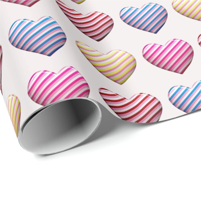 Candy Striped Pastellfarbhörer Geschenkpapier (Rolleneckpunkt)