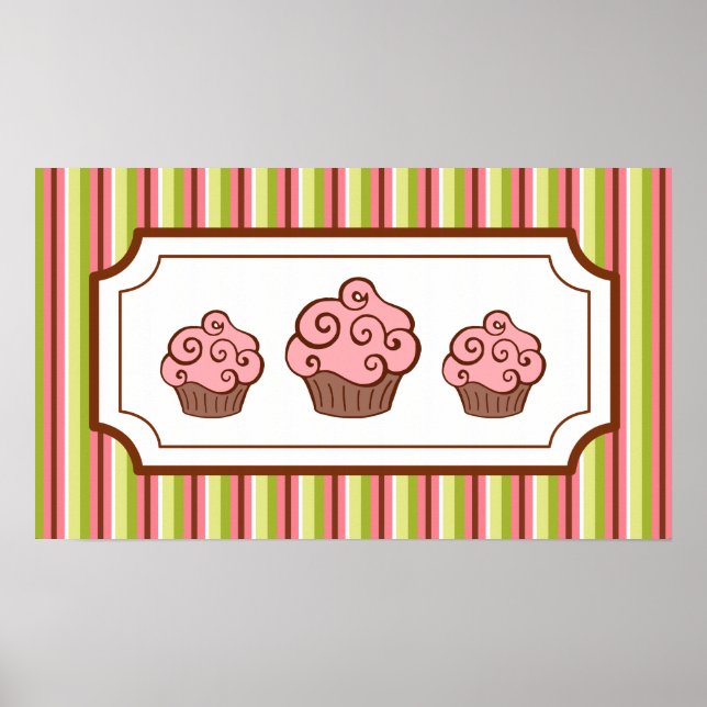 Candy Stripes Cupcake Kunstdruckerei Poster (Vorne)