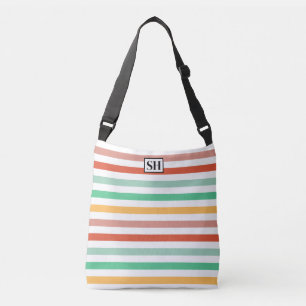 Candy Stripes Monogramm-Taschentuch-Tasche Tragetaschen Mit Langen Trägern
