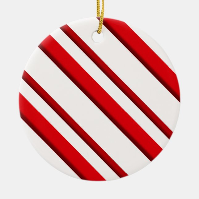 Candy Stripes, Pfefferminze rot & weiß Keramik Ornament (Vorne)