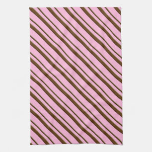 Candy Stripes, rosa und schokoladenbraun Küchentuch