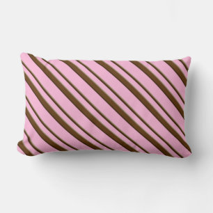 Candy Stripes, rosa und schokoladenbraun Lendenkissen