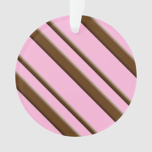 Candy Stripes, rosa und schokoladenbraun Ornament (Vorderseite)