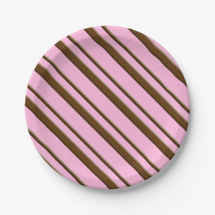 Candy Stripes, rosa und schokoladenbraun Pappteller