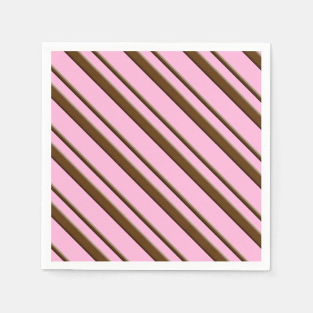 Candy Stripes, rosa und schokoladenbraun Serviette (Vorderseite)