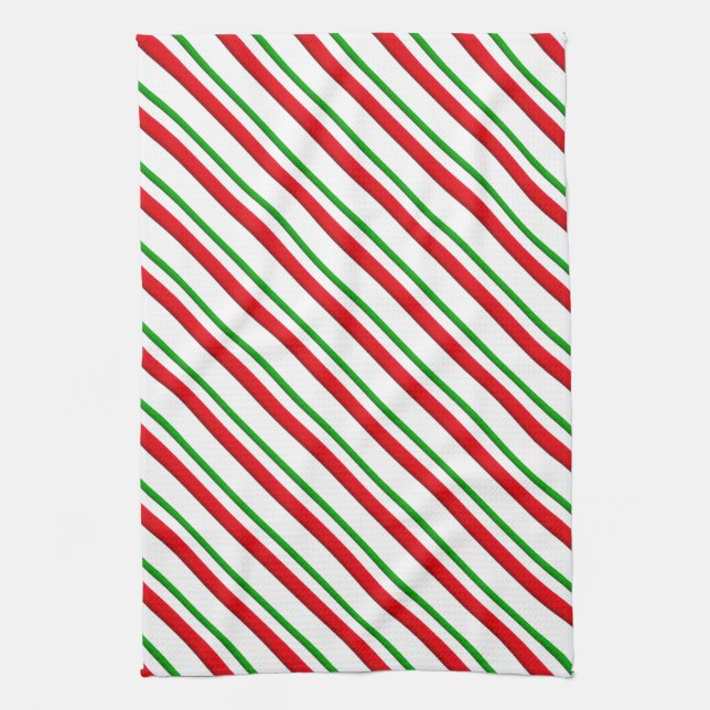 Candy Stripes, rot, grün und weiß Handtuch (Vertikal)