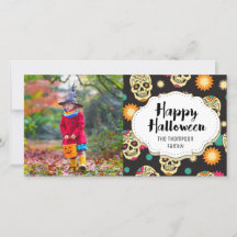 Candy Sugar Skulls Halloween Picture Card