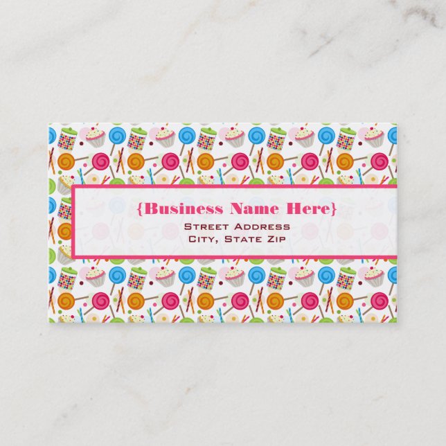 Candy & Süßigkeiten Pattern Business Card Visitenkarte (Vorderseite)