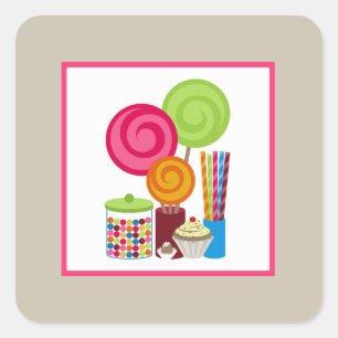 Candy & Süßigkeiten Quadratischer Aufkleber