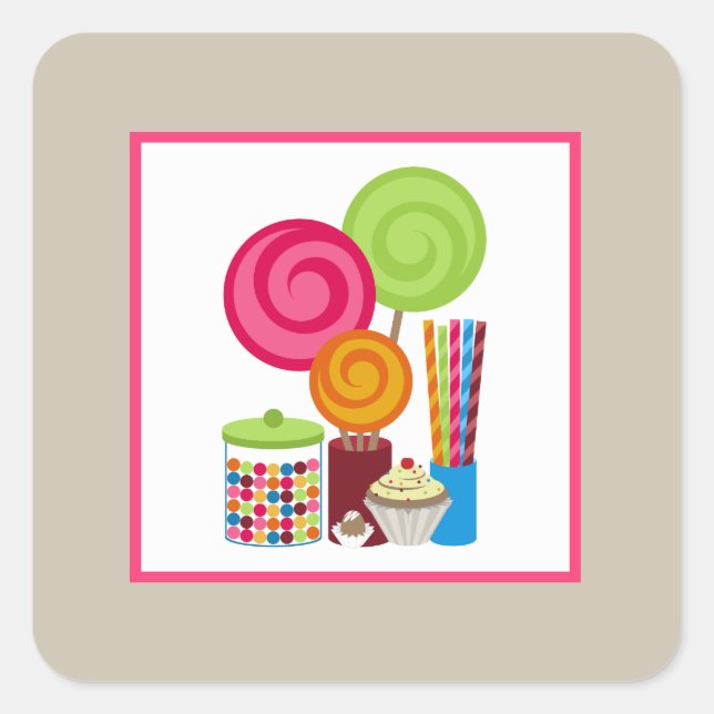 Candy & Süßigkeiten Quadratischer Aufkleber (Vorderseite)