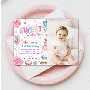 Candy Sweet Celebrate Cupcake Birthday Foto Einladung