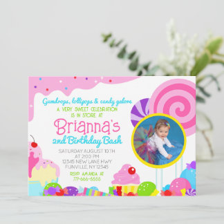 Candy Sweet Celebration Birthday Party Foto Einladung