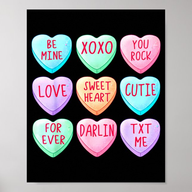 Candy Sweet Hearts Love Valentines Day Shirt Women Poster (Vorne)