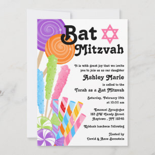 Candy Theme Bat Mitzvah Einladung