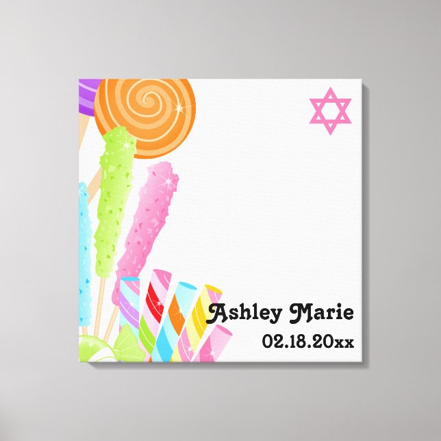 Candy Theme Bat Mitzvah Sign in Leinwanddruck (Vorderseite)