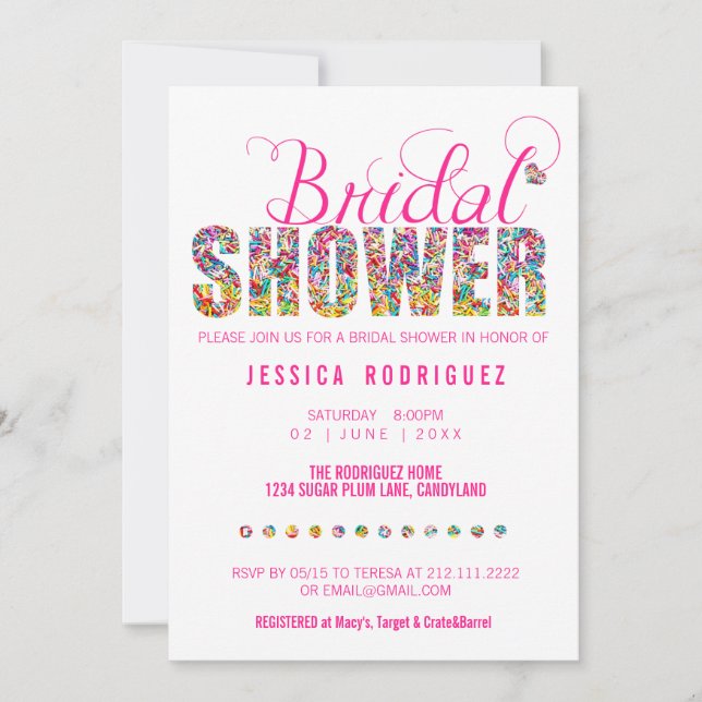 Candy Theme Brautparty Party Einladung (Vorderseite)