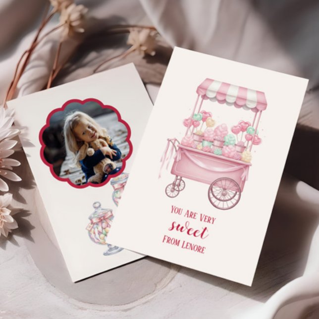 Candy Theme Kids Valentine Photo Card,  Mitteilungskarte (Von Creator hochgeladen)