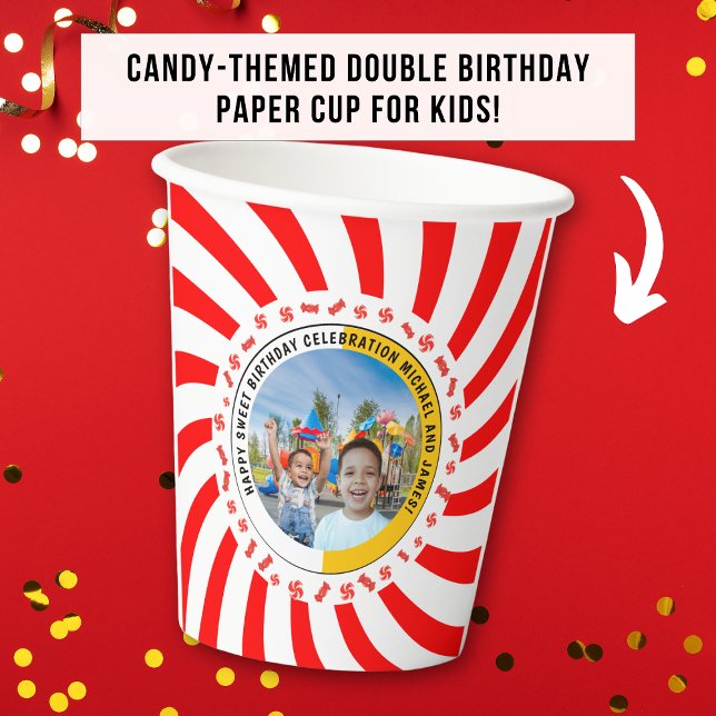 Candy Themed Double Birthday Celebration Pappbecher (Von Creator hochgeladen)