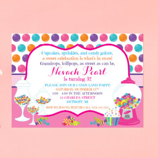 Candy Themed Geburtstagsparty Einladung