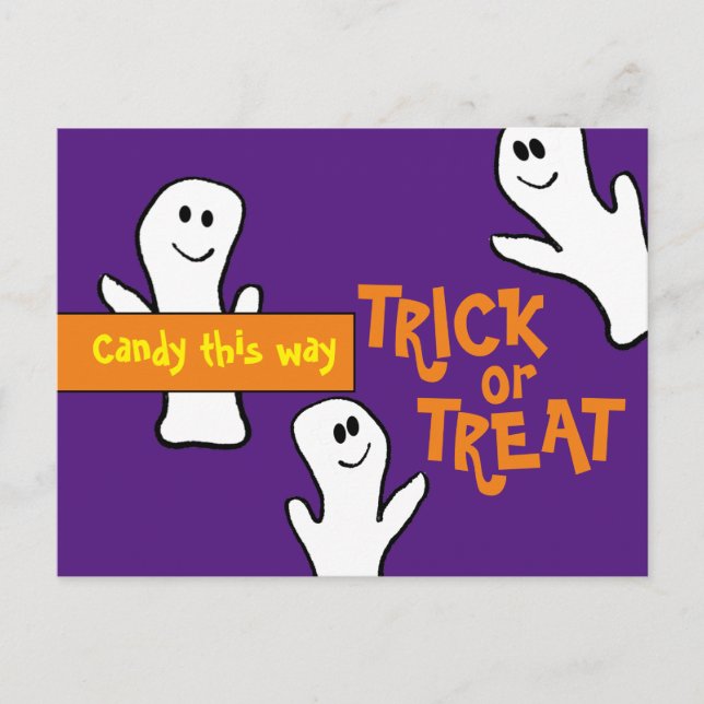 Candy this Way Bunch Gastgeber Halloween Postkarte (Vorderseite)