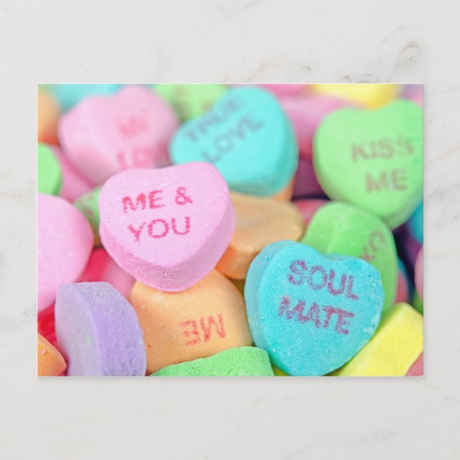 Candy Valentine Hearts Postkarte (Vorderseite)