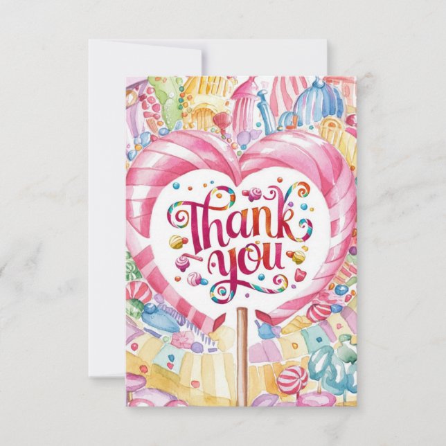 Candy Wonderland Candyland danke Karte (Vorderseite)