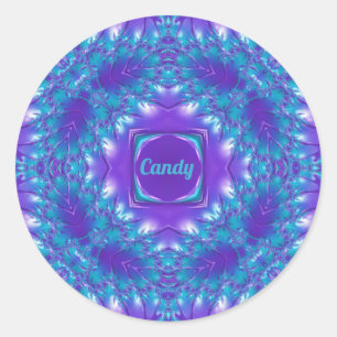 CANDY ~ WOW HÜBSCH 3D! Aqua, Lila und weiß ~ Runder Aufkleber