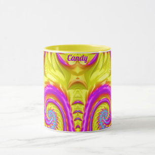 CANDY ~ Zany 3D ~ Lila rosa Gelb Tasse