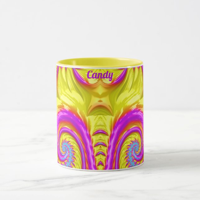 CANDY ~ Zany 3D ~ Lila rosa Gelb Tasse (Zentrum)