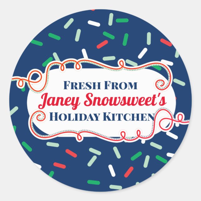 Candy Zuckerguss streut Weihnachtskekse von Runder Aufkleber (Vorderseite)