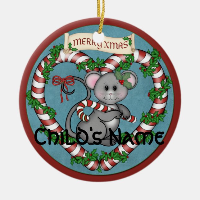 CandyCane Maus Keramikornament (Vorne)