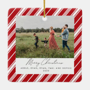 Candycane Stripe Merry Christmas Keramikornament