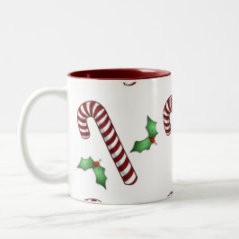 Candycane und Holly-Tasse Zweifarbige Tasse