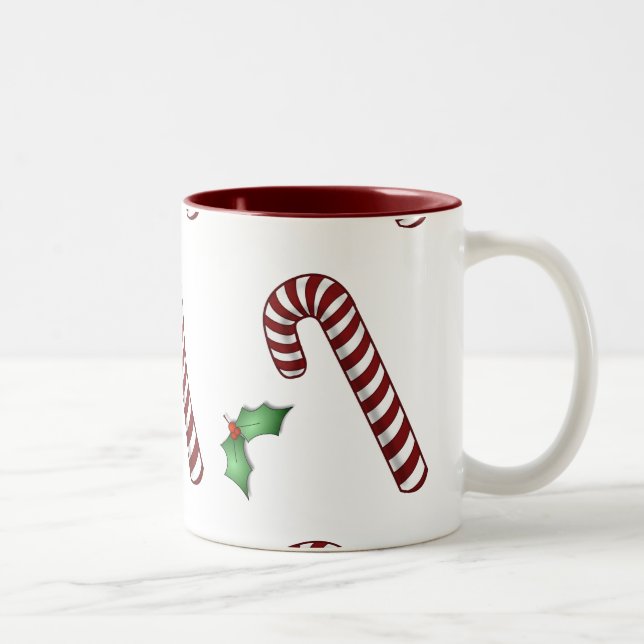Candycane und Holly-Tasse Zweifarbige Tasse (Rechts)