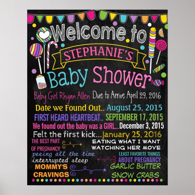 Candyland Baby Dusche Party Tafelschild Poster (Vorne)