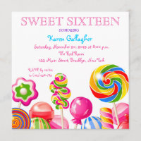Candyland Candy Thema Süß 16 Einladung