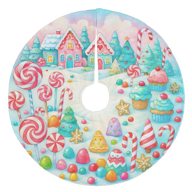 Candyland Christmas Tree Skirt Fleece Weihnachtsbaumdecke (Vorderseite)