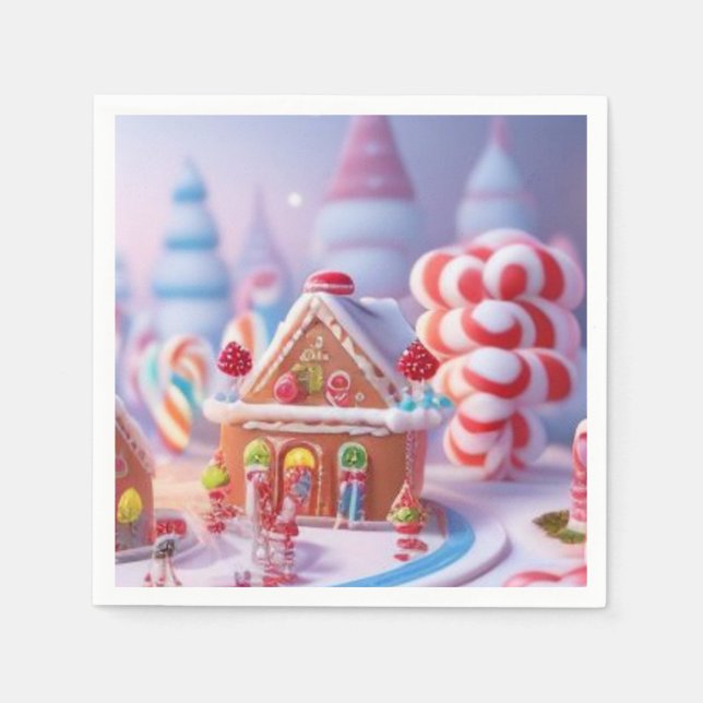 Candyland/Fantasy Town/Gingerbrot/Paper Napkin Serviette (Vorderseite)