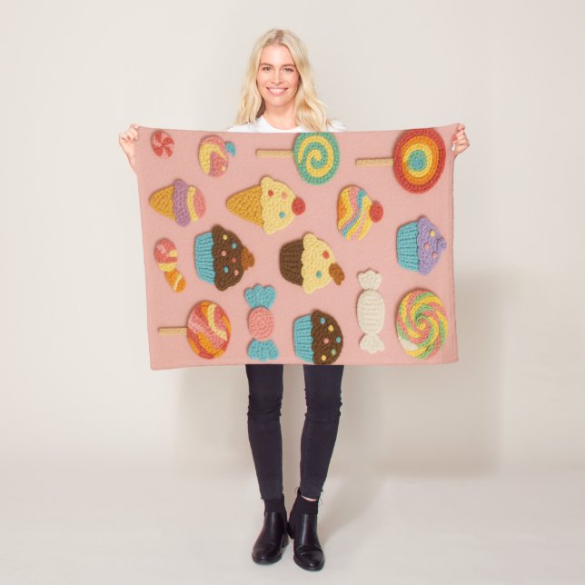 Candyland Faux Crochet Fleece Blanket-Kids&Nursery (Beispiel)