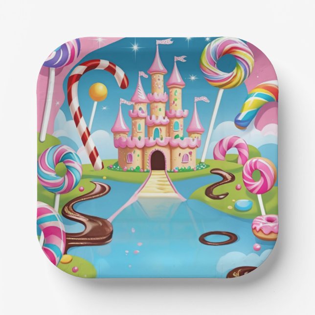 Candyland Geburtstagsteller Pappteller (Vorderseite)