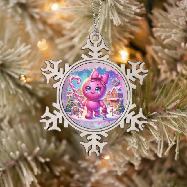 CandyLand GumDrop Schneeflocken Zinn-Ornament (Baum)