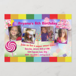 Candyland Sweet Birthday Party 4 Foto Einladung
