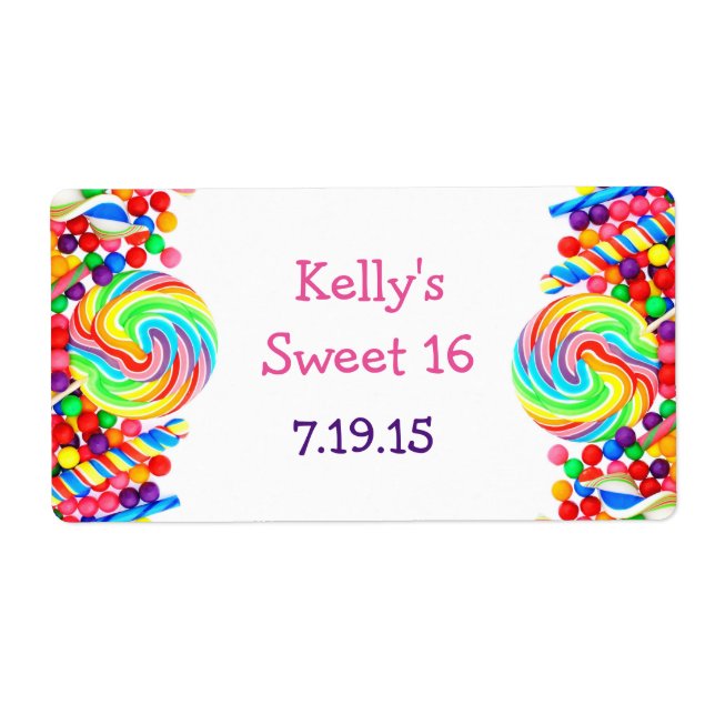 Candyland Thema Sweet 16 Custom Gevor Label (Vorne)