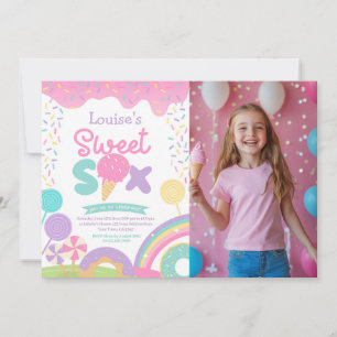 Candyland und Eiscreme, 6. Geburtstag Einladung