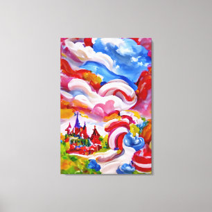 Candyland Wonderland Blue Sky White Clouds Leinwanddruck